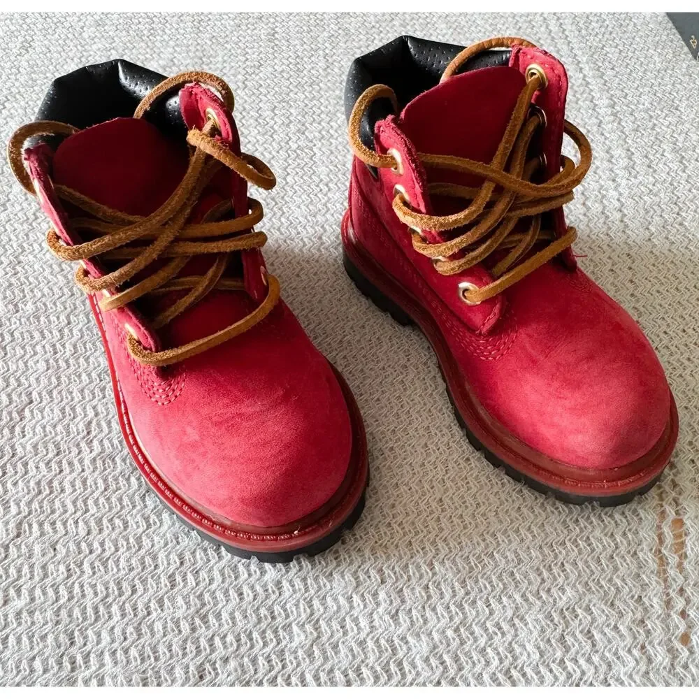 Timberland Red Suede 6 Inch Premium Toddler Boots Size 6 Streetwear Edgy